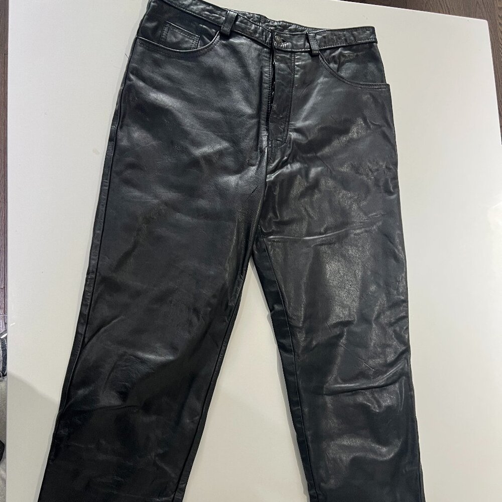 Men Vintage Gianni Versace 90's Medusa black Leather riding biker 32" x 30"